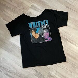Black Whitney Houston Soft Graphic T W/ Custom Neck Line-See Measurements